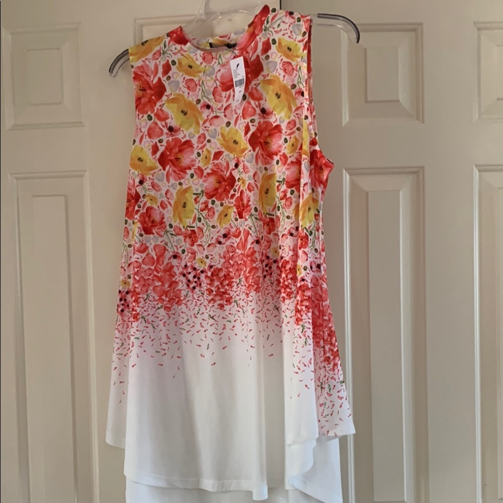 Lane Bryant Floral Tank Top - Red, Yellow, White